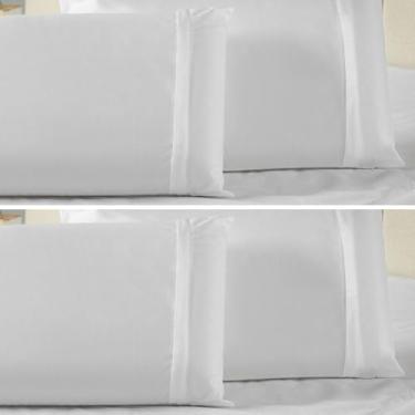 Imagem de Capa Protetora Impermeável para Travesseiros, Fechamento com Zíper, Cor Branca Kits de 2, 3, 4, 5 e 6 Peças (4 Capas)