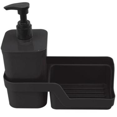 Imagem de Dispenser Porta Detergente e Esponja Flat 500ML Cor Preto - Nitron