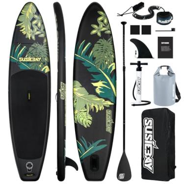 Imagem de SUSIEBAY Prancha De Stand Up Paddle Inflável, 11 Pés Para Adultos E Jovens, Acessórios Sup Duráveis Com Deck Antiderrapante, Bomba Manual Dupla, Bolsa Seca 10L, Mochila 108L