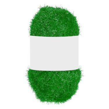 Imagem de PATIKIL 1 novelo de 100 metros, fio de poliéster brilhante Scrubbie fio de coração vermelho brilhante vidro para panos de prato crochê cobertor de tricô tapete suéter cachecol chapéu, verde