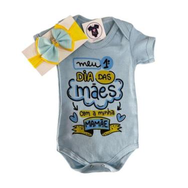 Imagem de Body Bebê Menino- Dia das Mães + Coroa- Temático-Mesversário - RL, Azu