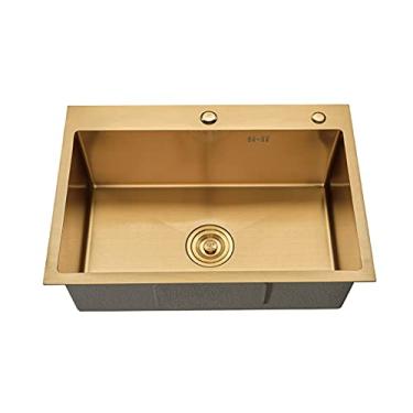 Imagem de CUTPOIY Pia de aço inoxidável, pia de cozinha embaixo da montagem, pia de armário feita à mão de 27 polegadas, com filtro de drenagem e filtro de cesta incluídos (72 x 40 x 22 cm)