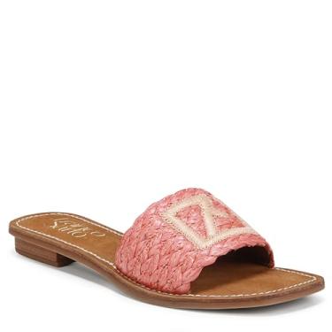 Imagem de Franco Sarto Sandália rasteira feminina Tina Fashion Slide, Ráfia vermelha retrô, 9.5