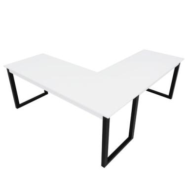 Imagem de Mesa para Escritório em L S/ Gaveta Branca - AJL STORE