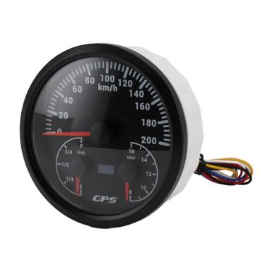 Imagem de Bedidor de Tensão de Barco, 110 Mm 4-3/8in 3 Em 1 Odômetro de Velocímetro GPS Com Giro de Giro de Nível de Combustível de Voltímetro Sinal 200km/h para Caminhão (Dial preto