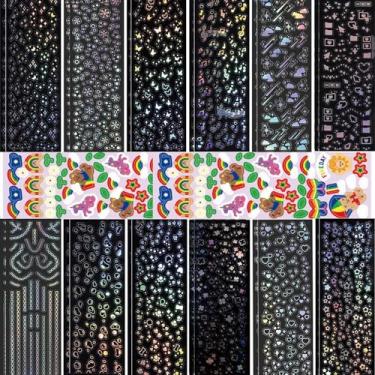 Imagem de 26 folhas Kpop Deco adesivos coreanos para photocards holográfico glitter adesivo bonito brilhante coração urso estrela borboleta adesivos para álbum cartão scrapbook decoração diário artesanato DIY