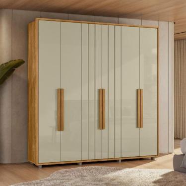 Imagem de Guarda Roupa Casal Ripado em MDF 6 Portas e Pés Portinari Madetec, Cum
