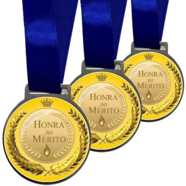 Imagem de Kit 50 Medalhas, Medalha Honra ao Mérito Personalizada Adesivada UV, 3