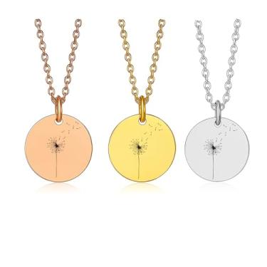 Imagem de Ida Memory 1. Colar de dente-de-leão derretido feito à mão para mulheres – joia personalizada com pingente de flor de ouro rosa – colar elegante Boho Wish – presente perfeito para ela, Aço inoxidável