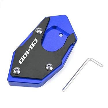 Imagem de Acc-Creativity Suporte de pé de motocicleta com ampliador lateral para placa de extensão compatível com Honda CB400 CB400SF 1998-2020 (azul)