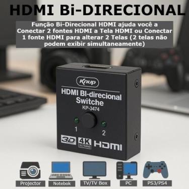 Imagem de HDMI Chaveador Switch 4K 3D Bidirecional UltraHD 1x2 Compatível Transm