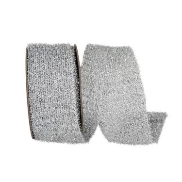 Imagem de Reliant Ribbon Fita de borda com fio metálica com purpurina elástica flexível, prata