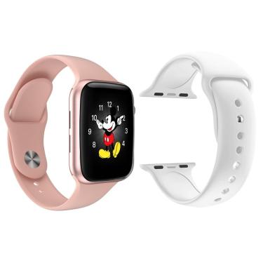 Imagem de Kit 1 Smartwatch Ld5 Rosa + 1 Pulseira Extra Silicone Branco