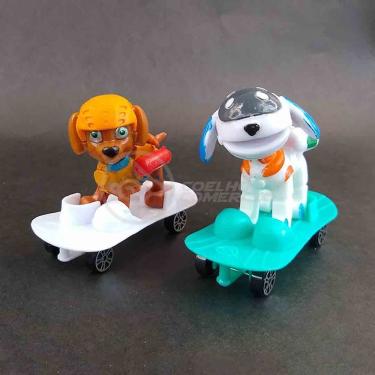Imagem de Kit 4 Bonecos Patrulha Canina Com Skate 8Cm