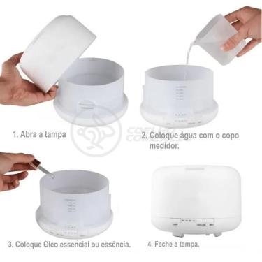Imagem de Aromatizador Umidificador Difusor Eletrônico Ambiente Desing Minimalista Luz De Led Rgb 300Ml