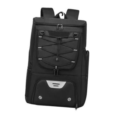 Imagem de Vaveren Mochila de basquete com suporte para bola, bolsa esportiva de ginástica com compartimento para calçados para treinamento, acessórios de Natal para, Preto