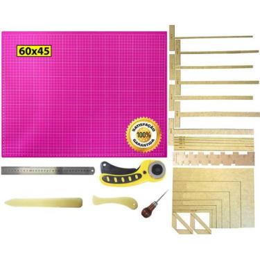 Imagem de Base Corte 60 Régua Inox 30cm Cortador Gabarito Vincador Rs - De Acord