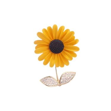 Imagem de Broche de girassol esmaltado para mulheres amarelo girassol colarinho broche casaco chapéu suéter acessórios, Moderate type, Metal, Sem Pedra Preciosa