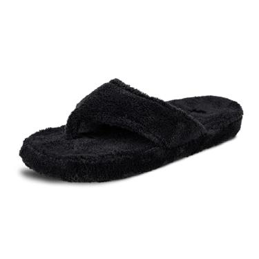 Imagem de Acorn Pantufas femininas de spa com conforto de contorno de nuvem – suporte de arco e forro felpudo felpudo, perfeito para praia, acampamento, piscina ou banheiro, Preto, 6.5-7.5 Wide