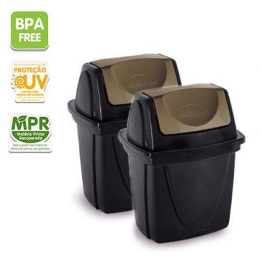 Imagem de Lixeira Basculante para Pia 6,5l Kit 2und Plasútil Ecoblack - Plasutil