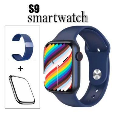 Imagem de Relógio Inteligente SmartWatch W34 / pelicula / pulseira de aço, Azul