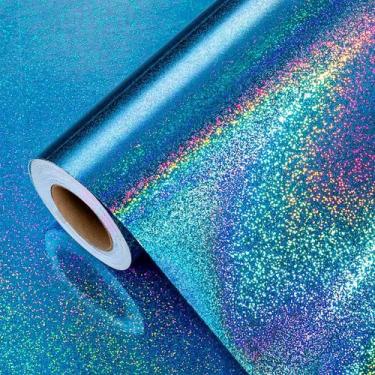 Imagem de Rolo de papel de embrulho Burymento Blue Metallic Holographic