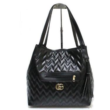 Imagem de Bolsa feminina matelasse grande luxo alça regulavel - madamebags, Pret