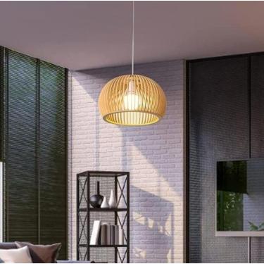 Imagem de Kit 2 Iluminaria De Teto Pendente Rustico Em Madeira MDF Sala Jantar C