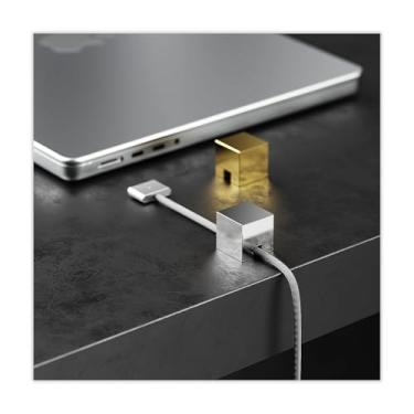 Imagem de N2U Suporte de cabo de metal ou correia, prendedor de fios para Lightning, USB-C, micro cabos – Organizador de cabos de metal antiderrapante com design minimalista para mesa de cabeceira, mesa,