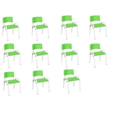Imagem de Kit 11 Cadeira Iso Infantil Creche, Escola Base Branco Verde Claro