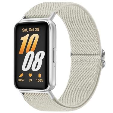 Imagem de Pulseira de relógio elástica compatível com Samsung Galaxy Fit 3, pulseira de substituição de nylon elástico macio para acessórios de smartwatch Galaxy Fit 3 SM-R390 (Starlight)