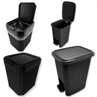 Imagem de Kit 2 Lixeira 5l Tampa Compacta Bancada Pia Lixeira 7l Pedal - Arqplas