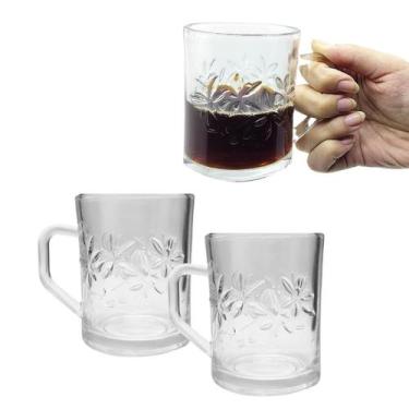 Imagem de Jogo 2 Xícaras Caneca De Vidro Transparente Com Alça 250ml - CLICK HOU