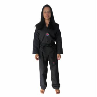 Imagem de Dobok Kimono Canelado Olimpic - Taekwondo Adulto - Preto (A1 - até 1,60m)