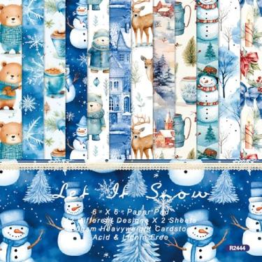 Imagem de 24 folhas 15 x 15 cm, papel de Natal, tema de inverno, estampa fofa, cartolina unilateral para fazer cartões de papel decorativo DIY (R2444)