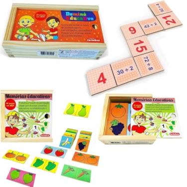 Imagem de Kit Educativo Matemática e Alimentação Saudável – Dominó de Divisão + Memória de Legumes e Frutas - Carimbrás