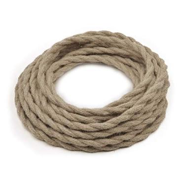 Imagem de Cabo de luz de corda elétrico 18/2 de 32,8 pés, fio elétrico industrial antigo, corda náutica, fio revestido estilo vintage, cordão de lâmpada, listado UL, Twisted Hemp Rope, 1