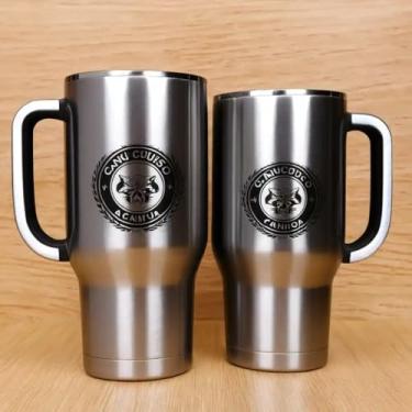Imagem de Caneca Térmica Parede Dupla em Aço Inox Cinza 750ml com Canudo - Estilo Com Logo