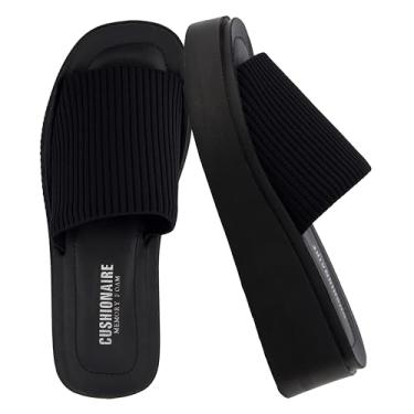 Imagem de CUSHIONAIRE Sandália feminina plataforma de malha Pim com espuma viscoelástica, Trama preta, 38