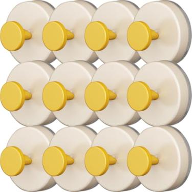 Imagem de eYourlife2012 Ganchos de chuveiro com ventosa, pacote com 12, ganchos de toalha removíveis para banheiro, porta de vidro, parede (amarelo)