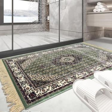 Imagem de 1 Tapete Banheiro Belga Grande Absorvente Es Cl 66 x 110 Vr (D4Cla Verde Branco Vermelho - Classico Medalhão Floral)