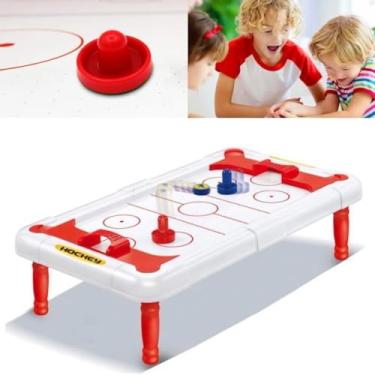 Imagem de Mini Jogo Mesa De Hockey 43CM Air Completo Portátil BRINQUEDO Com Pezinho INFANTIL TABULEIRO 1 DISCO 2 EMPURRADORS HOQUEI PEQUENO QUALIDADE PREMIUM 43/24 CM