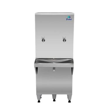 Imagem de Bebedouro Industrial de Coluna Frisbel 50 Litros 2 Torneiras Geladas Inox - 220V