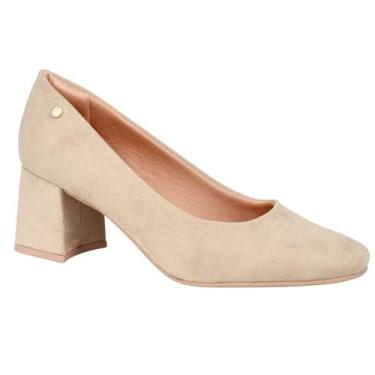Imagem de Scarpin Ramarim Salto Médio Grosso Sapato Feminino 17222, Areia, 36