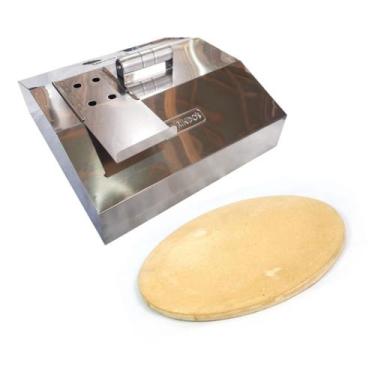 Imagem de Abafador De Inox 38cm + Pedra Refratária 35cm Churrasqueira - INOX LAU