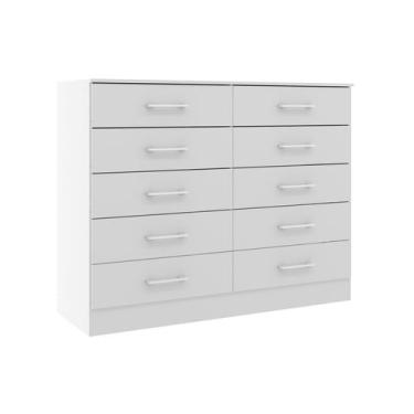 Imagem de Cômoda 10 Gavetas MDP 117x92x40,5cm 3017 - Due Lare, Branco