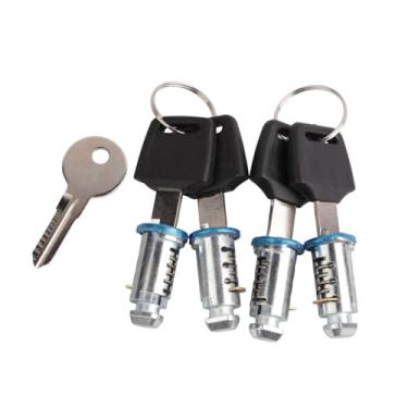 Imagem de Generic Rack de teto fechaduras núcleos de bloqueio fácil de instalar kit chave de bloqueio cruz barra transversal cilindros de bloqueio para de, 4 Núcleos de Bloqueio