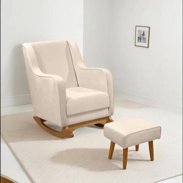 Imagem de Kit Cadeira de Amamentação Balanço com Puff para Quarto Infantil - Uni