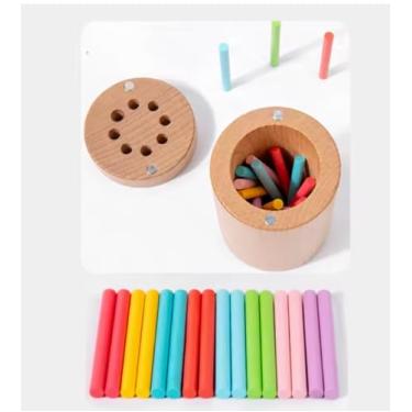 Imagem de Montessori Brinquedos Educativos de Madeira, Classificação de Cores, Jogos Sensoriais com Peças Coloridas (bastão)