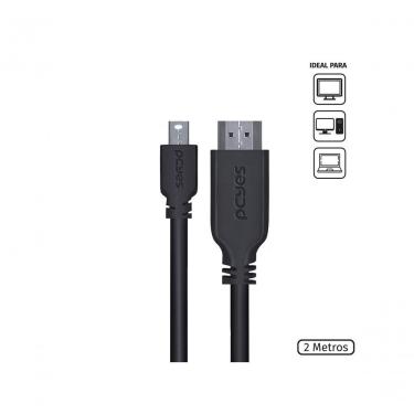 Imagem de Cabo Mini Displayport Macho Para Hdmi 2.0 Macho 2 Metros - Pmdph-2